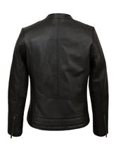 Padded Style Womens Black Leather Jacket